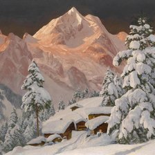 Схема вышивки «деревня в горах»