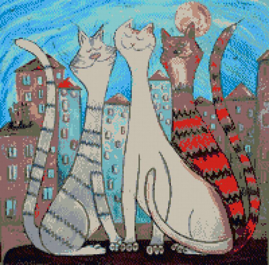 коты - пестрые, коты, котейки - предпросмотр