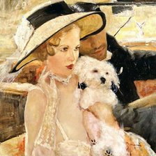 Схема вышивки «Дама с кавалером и собакой»