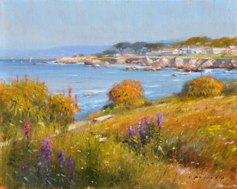 пейзаж маслом - масло, небо, пейзаж, река, живопись, природа - оригинал