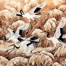 Схема вышивки «журавли»