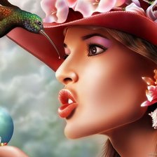 Схема вышивки «девушка с птичкой»