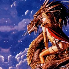 Схема вышивки «девушка на драконе»