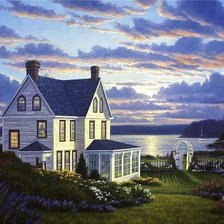 Схема вышивки «домик  у моря»