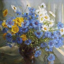 Схема вышивки «Васильки ,Ромашки»