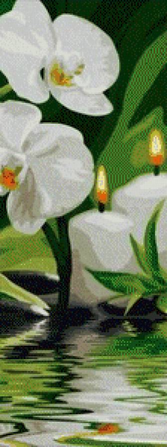 Триптих "Романтика орхидеи" ч.2 - панно, отражение, цветы, триптих, свечи, романтика - предпросмотр