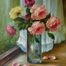 Схема вышивки «букет роз в вазе»