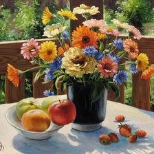 Схема вышивки «летний букет на террасе»