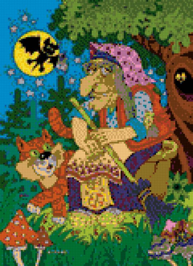 баба-яга добрая - летучая мышь, кот, яга, баба - предпросмотр