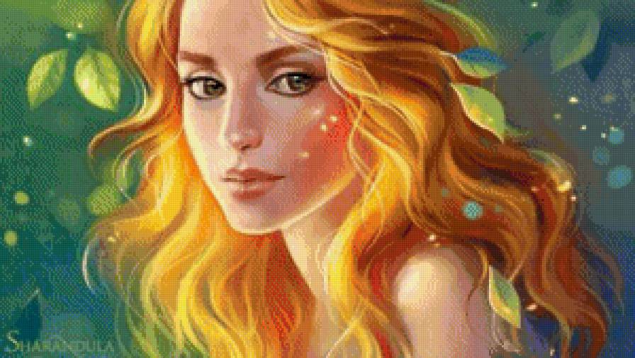 Девушка - арт, фея, фэнтези, рыжая, портрет - предпросмотр