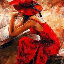 Схема вышивки «Девушка в красном»