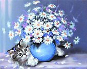 Схема вышивки «кот в цветах»