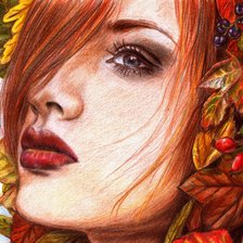 Схема вышивки «Осенняя девушка»