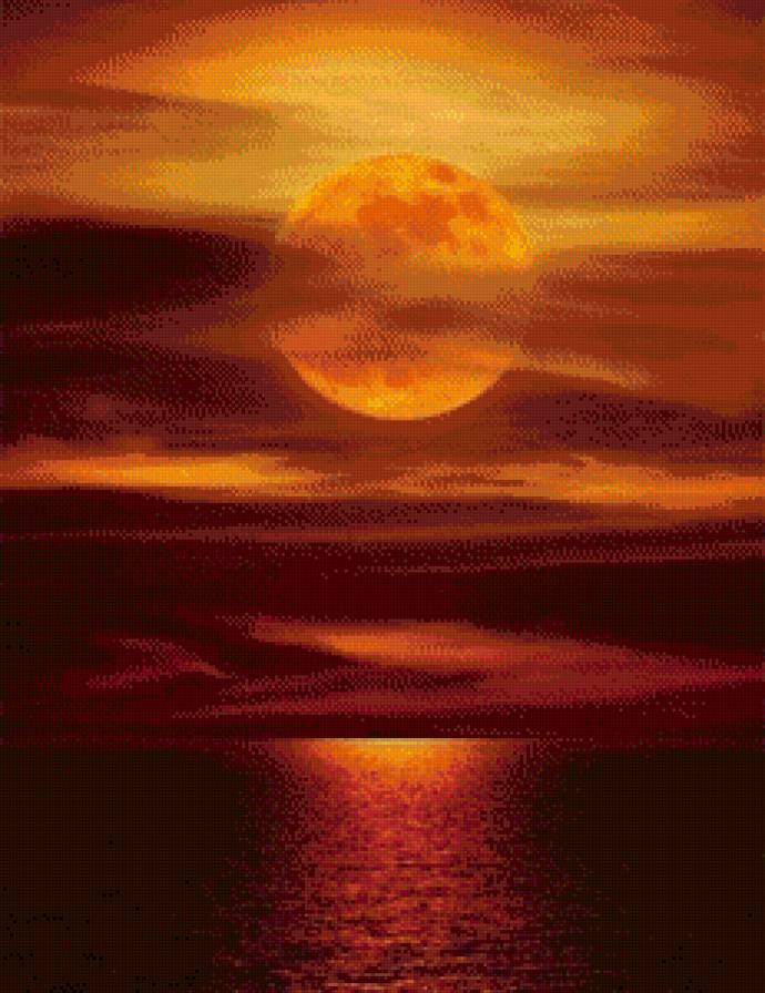 Мистическая луна - небо, луна, вода - предпросмотр