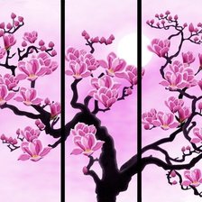 Схема вышивки «Триптих "Цветущая магнолия"»