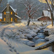 Схема вышивки «зимний вечер»