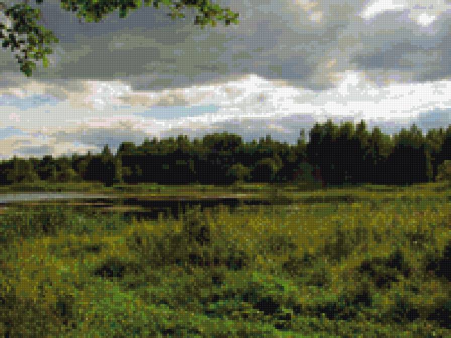 Перед грозой - лес, река, тучи, природа, пейзаж - предпросмотр