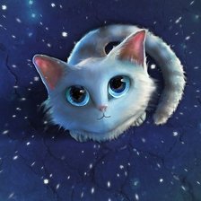 Схема вышивки «Котик на снегу»