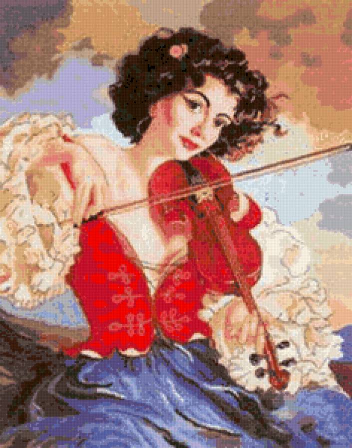 Цыганка - скрипка, девушка - предпросмотр