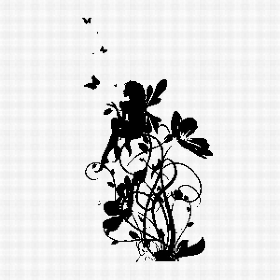 Силуэт 7 - монохром, девушка, фэнтези - предпросмотр