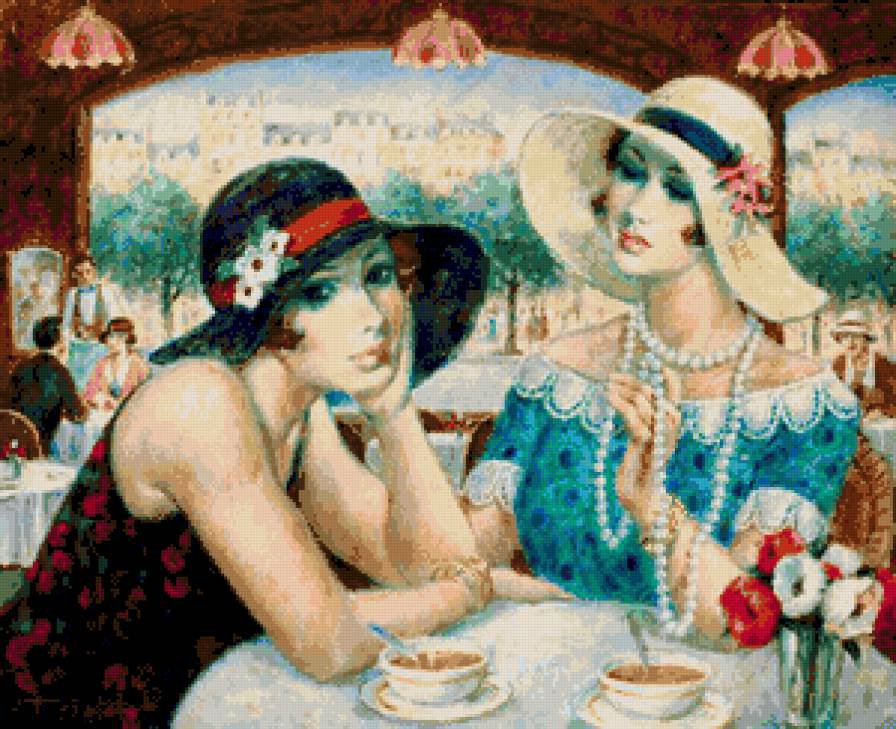 Подруги - девушки, кафе, встреча - оригинал