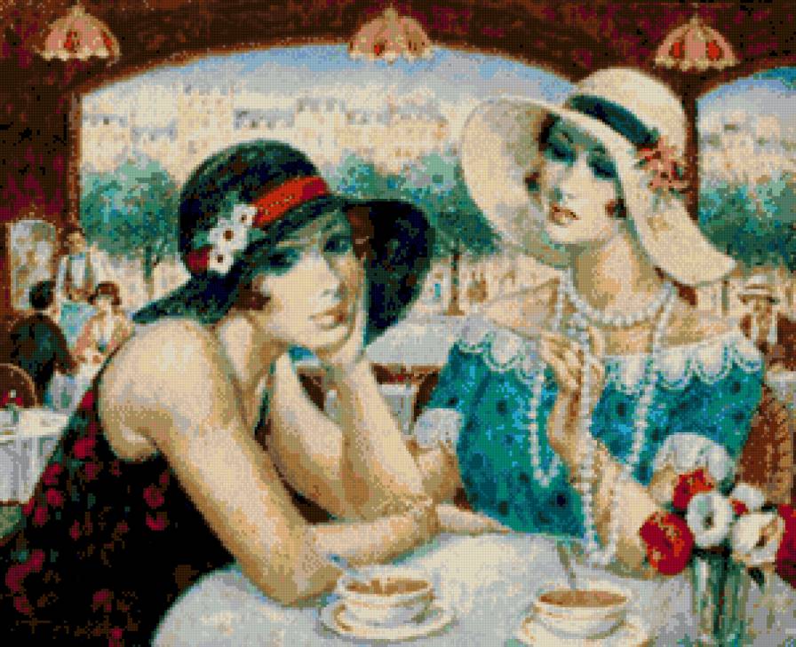 Подруги - девушки, кафе, встреча - предпросмотр