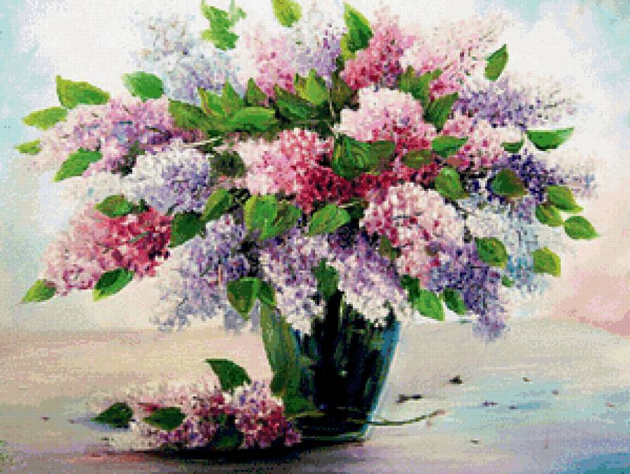 букет сирени в вазе - нежность, весна, ваза, натюрморт, живопись, сирень, букет - предпросмотр