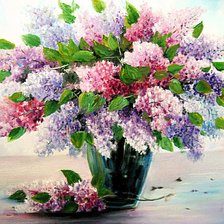 Схема вышивки «букет сирени в вазе»