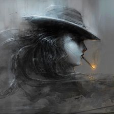 Схема вышивки «женский образ в шляпе»