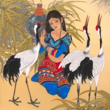 Девушка и аисты