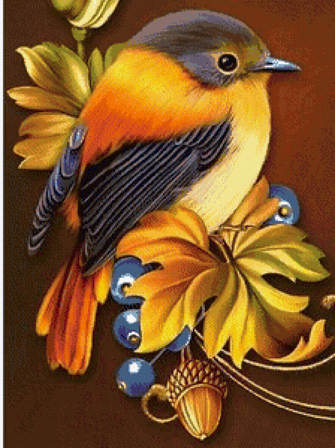 Птичка - панно, птицы, цветы - предпросмотр