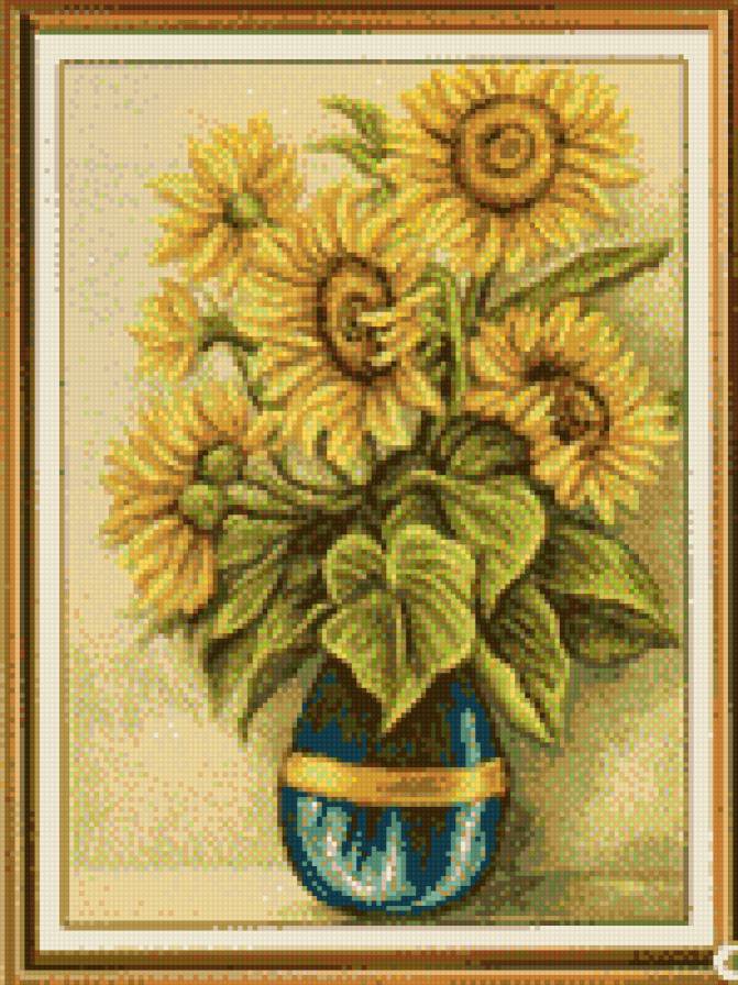 Подсолнухи в вазе - предпросмотр