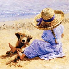 Схема вышивки «девочка и собака»