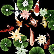 Схема вышивки «японские карпы (подушка)»