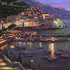 Схема вышивки «ночной город у моря»