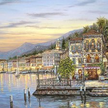 Схема вышивки «город у моря»