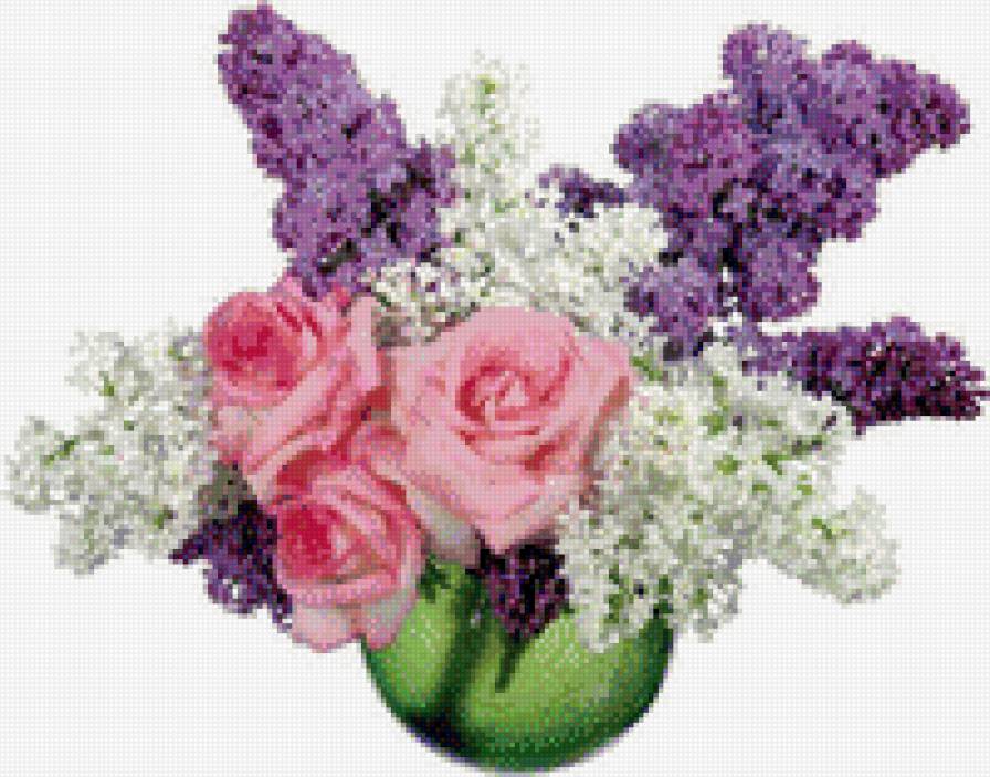 розы и сирень - розы, сирень - предпросмотр