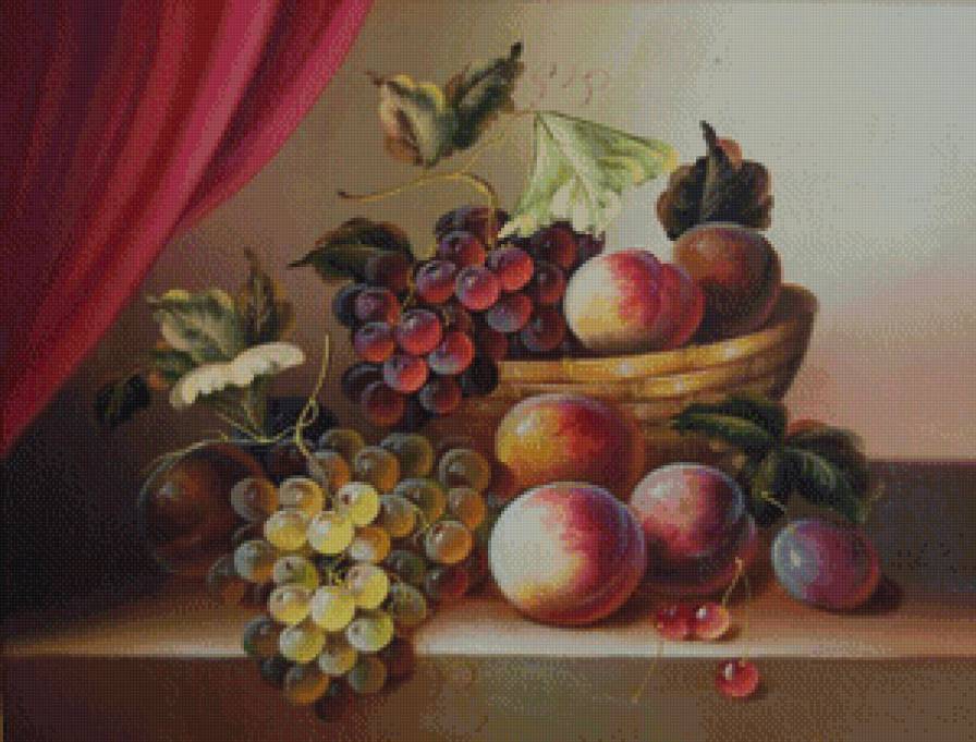 натюрморт - персики, виноград, натюрморт - предпросмотр