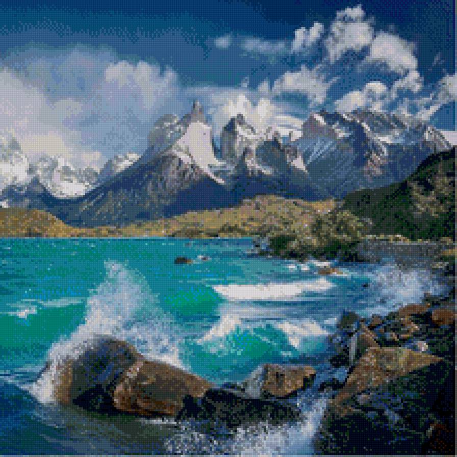 Торрес-дель-Пайне - облака, природа, небо, вода, озеро, пейзаж, горы, ветер, волны - предпросмотр