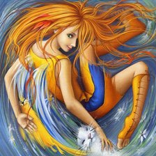 Схема вышивки «рыжая с котами»