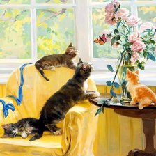 Схема вышивки «коты шалуны»