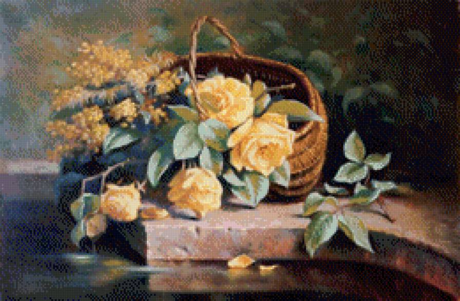 Корзина желтых роз - цветы - предпросмотр