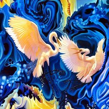 Схема вышивки «панно с парой журавлей»