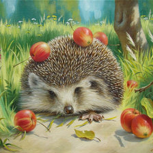 Схема вышивки «ежик в лесу»