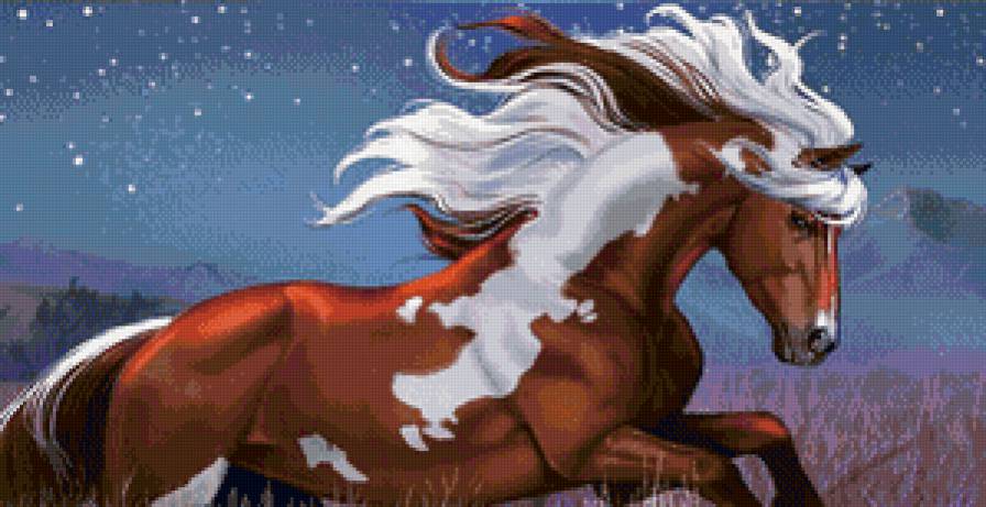 лошадь на скаку - природа, живопись, конь, лошадь, животное - предпросмотр