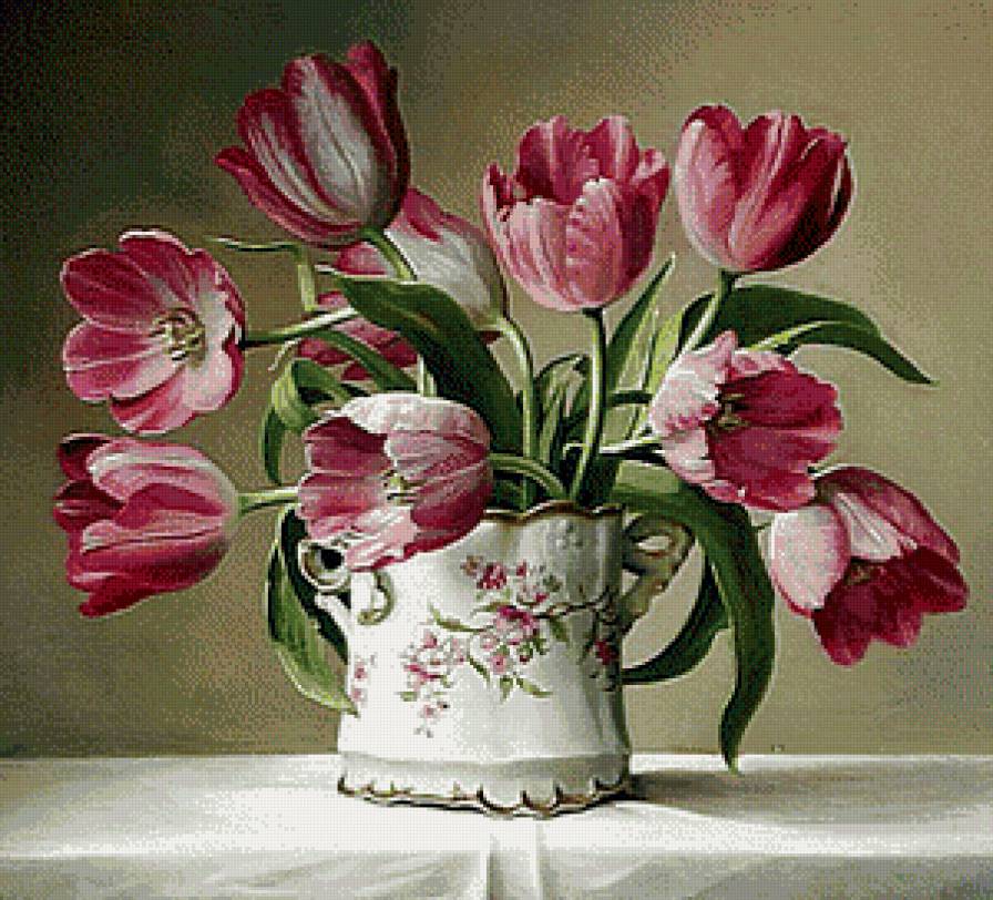 Серия "Букеты" - тюльпаны, ваза, цветы, букеты - предпросмотр