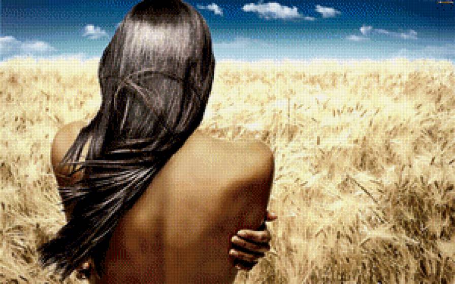 девушка - девушка, поле - предпросмотр