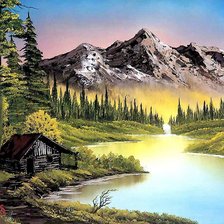 Схема вышивки «горный пейзаж с водопадом»