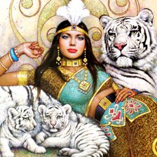 Схема вышивки «красавица и тигры»