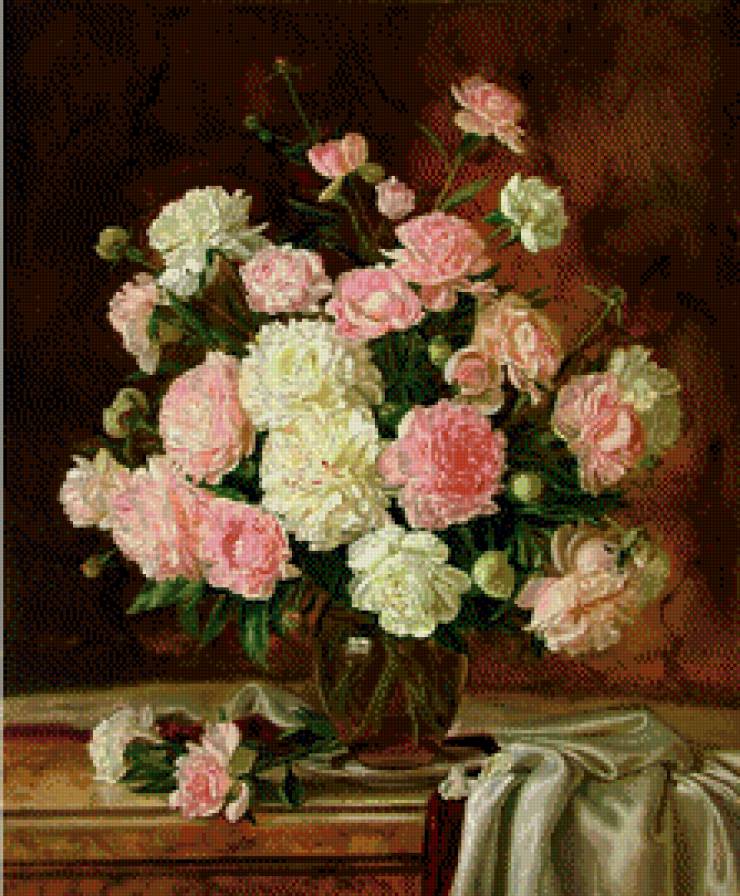 Ваза с пионами - букет, цветы - предпросмотр